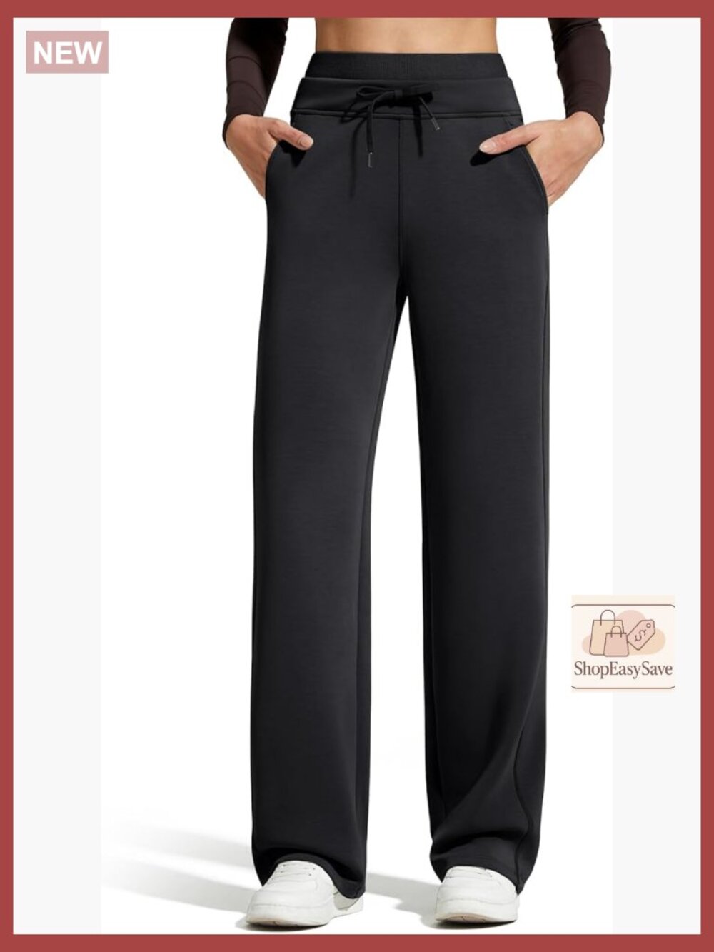 Wide Leg Sweatpants with Pockets Drawstring High Rise Mid Weight Casual Lounge
